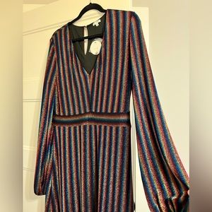 Multi color shimmery long sleeve maxi